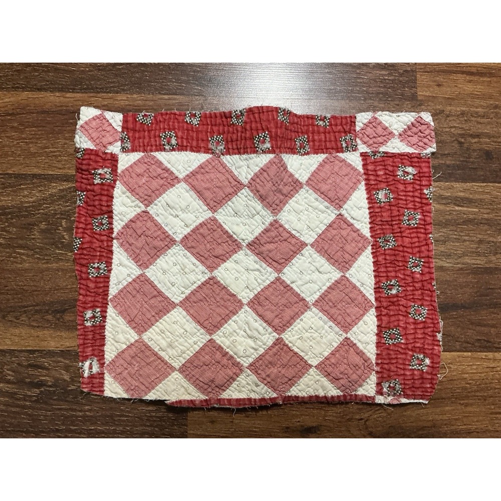 Vtg Hand Pieced/Quilted Patchwork Cutter Scrap Piece 15in X 13in